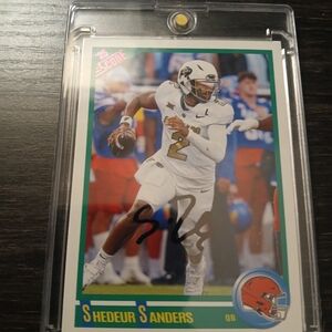 Shedeur Sanders Autographed Football Card - White & Gold Uniform